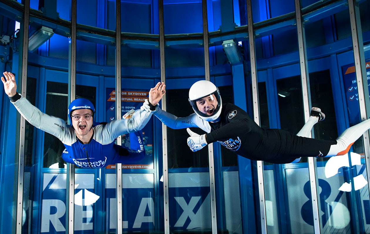 2 tickets voor 3 indoor skydive sessies p.p. bij Indoor Skydive Roosendaal!