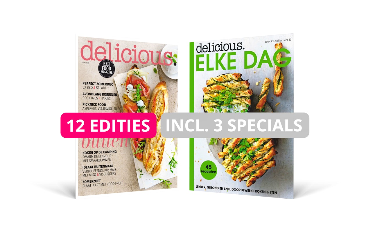 Een jaarabonnement 12 edities + 3 specials op het foodmagazine delicious.