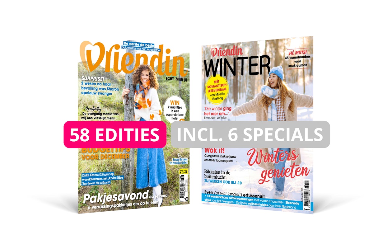 Lees een jaar lang iedere week het tijdschrift Vriendin en ontvang 6 specials!