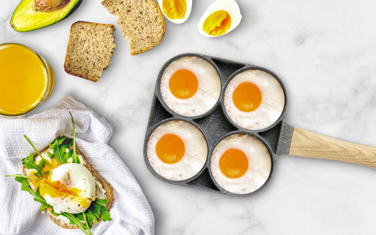 Maak de perfecte eitjes, pannenkoeken en burgers in deze handige Magnani eierpan!
