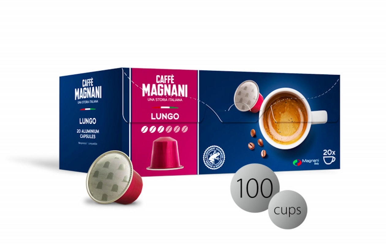 Koffiecups - 100 stuks – Magnani Italy - het perfecte kopje koffie voor elk moment, keuze uit Lungo of een Ristretto!