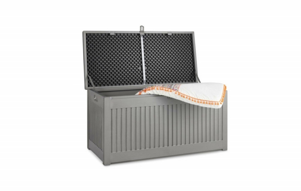 Luxe opbergbox voor tuinkussen en accessoires in de kleur grijs! 