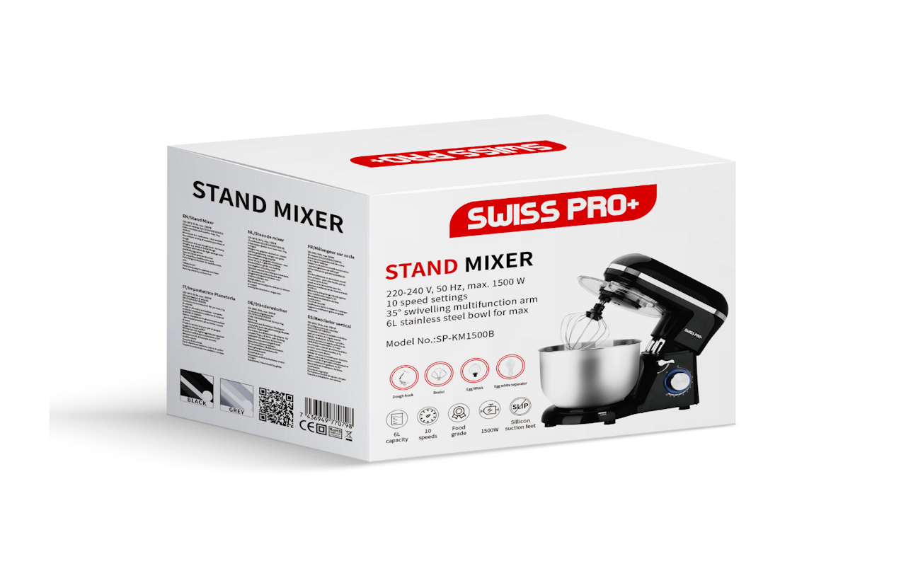 Stijlvolle Swiss Pro+ keukenmachine voor kneden, roeren, kloppen, mixen en meer!