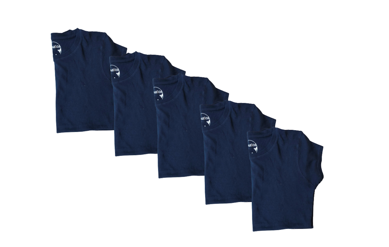 Een set van 5 mooie donkerblauwe basic t-shirts voor dames!