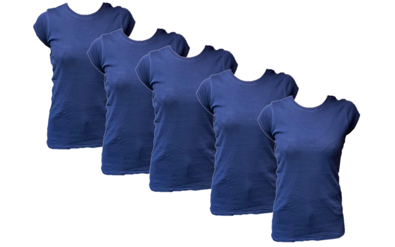 Een set van 5 mooie donkerblauwe basic t-shirts voor dames!