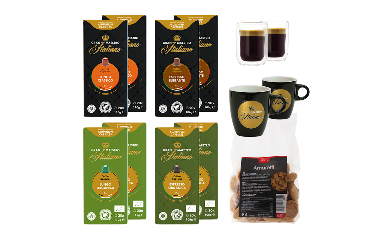 Verfijnd nespresso pakket met vier heerlijke smaken van Koffievoordeel!