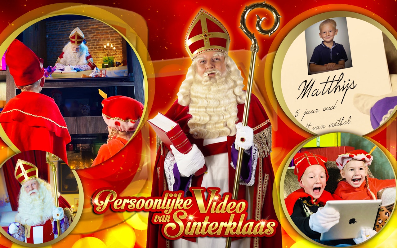 Verras de familie op Pakjesavond met een persoonlijke videoboodschap van Party Piet Pablo, Sinterklaas of Love Piet geldig voor 4 personen!
