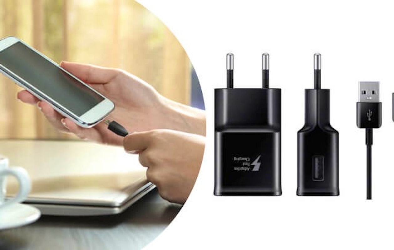 2 zwarte Samsung snelladers inclusief micro USB C kabels!