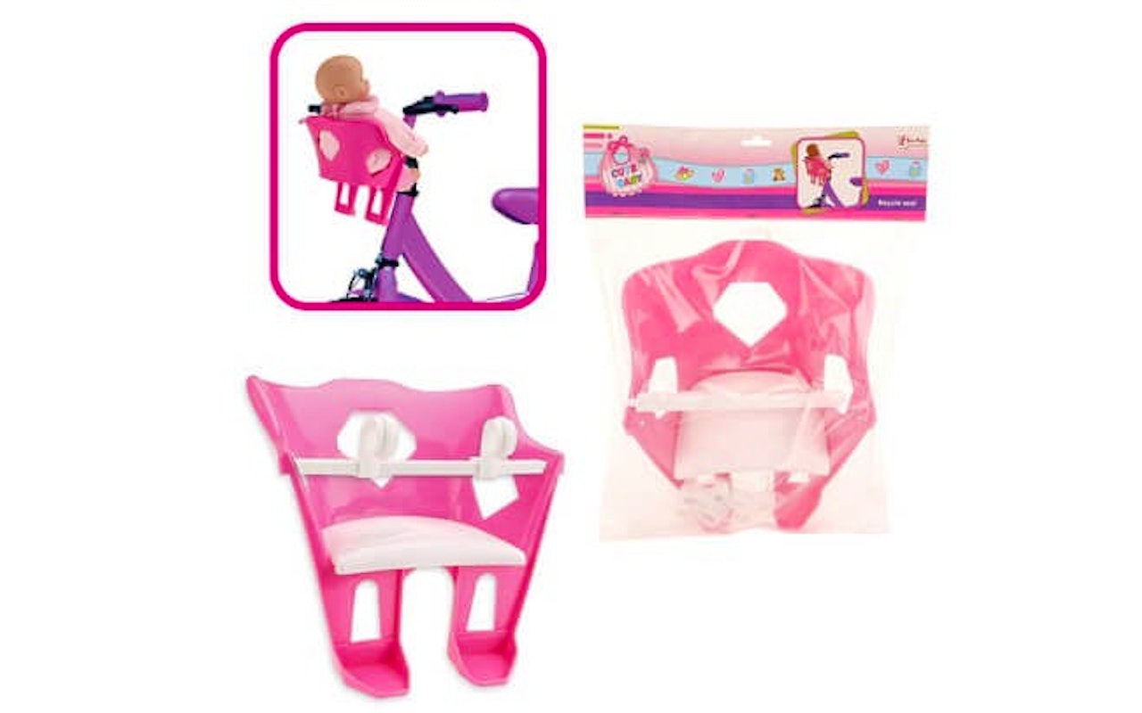 Een babypop verzorgingsset, met fietsstoeltje en leuke babypop!