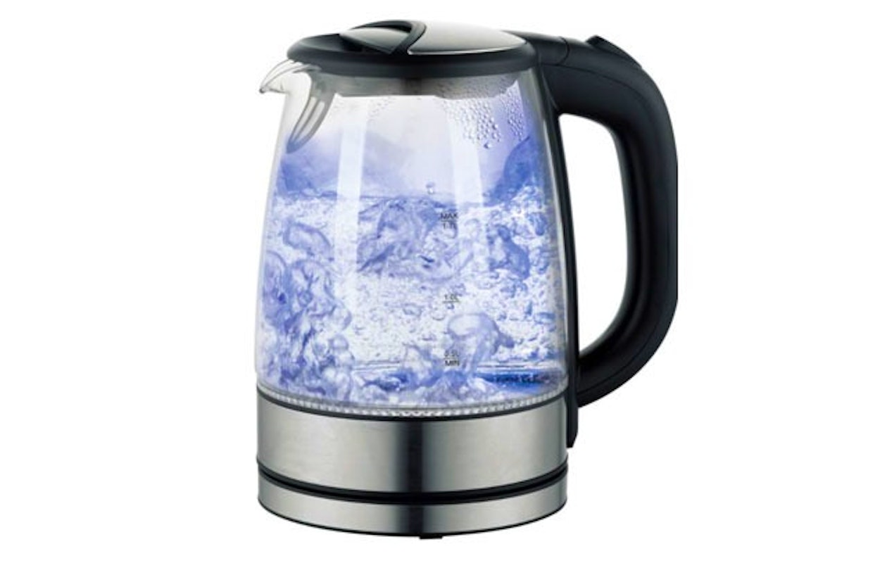 Glazen design waterkoker met fancy LED verlichting; een pronkstuk in jouw keuken!